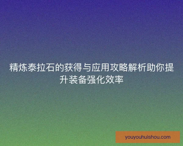 精炼泰拉石的获得与应用攻略解析助你提升装备强化效率
